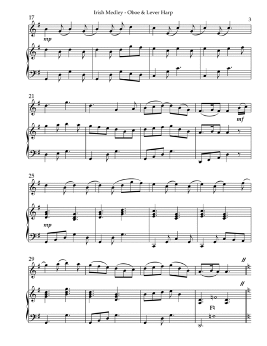 Irish Medley, Duet for Oboe & Lever Harp Oboe scores gallery preview page 3