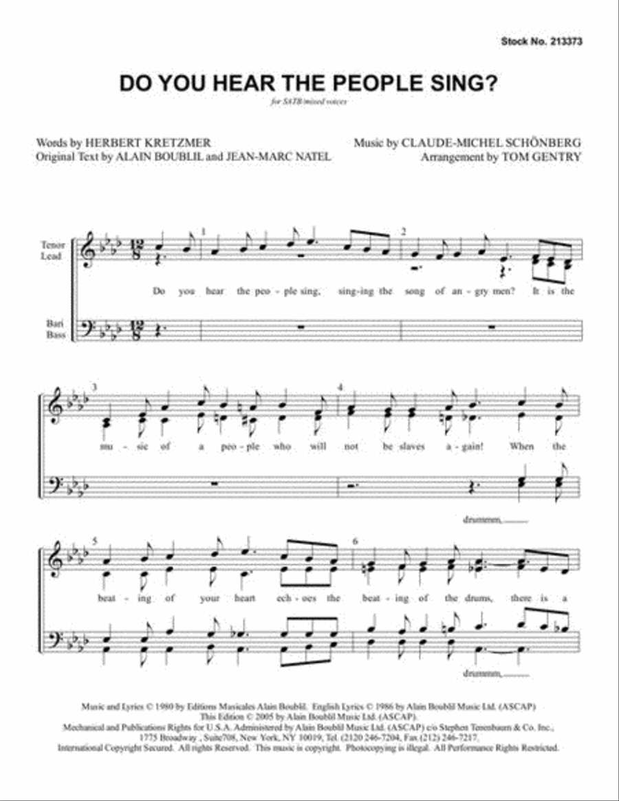 Do You Hear the People Sing? 4-Part scores gallery preview page 3