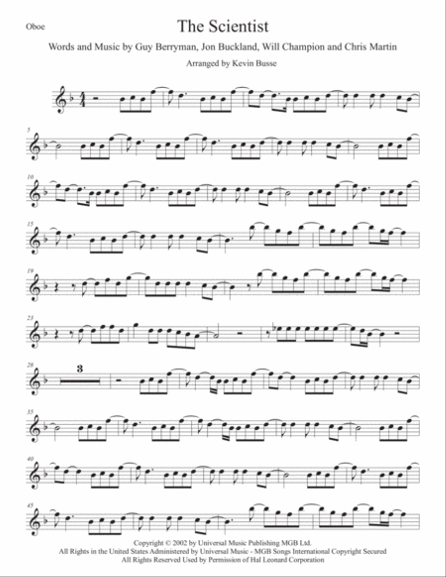The Scientist Oboe Solo scores gallery preview page 1