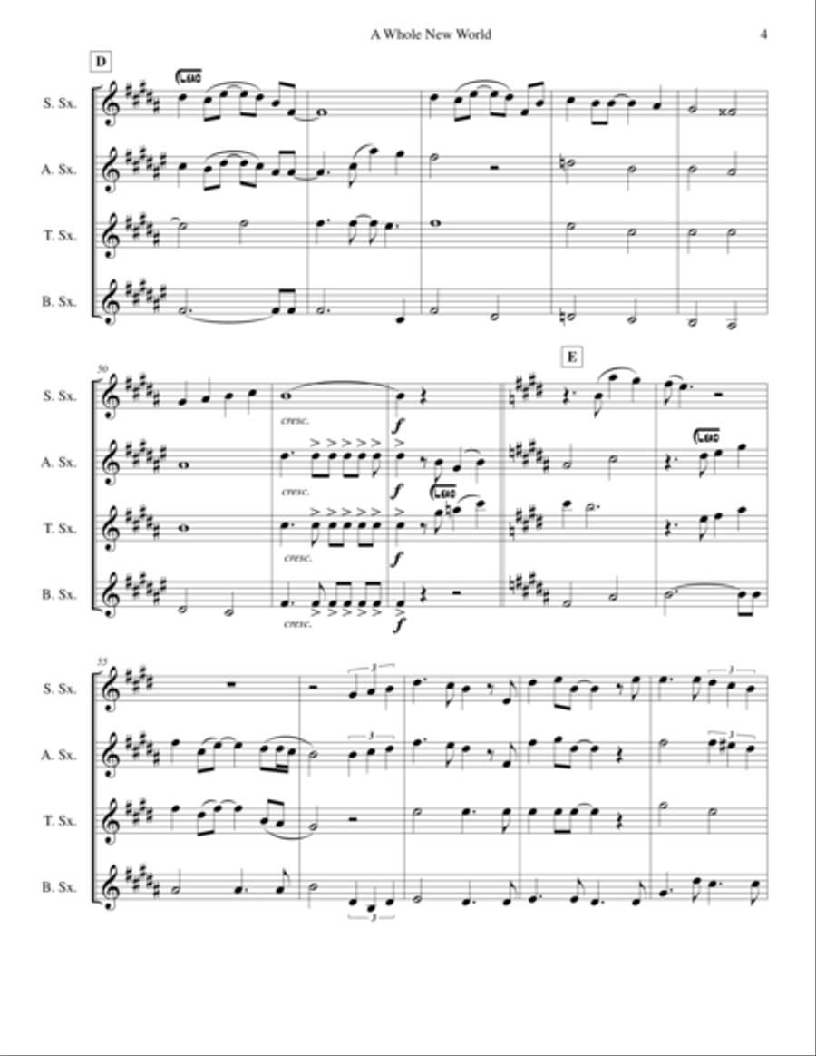 A Whole New World (from 'Aladdin') Woodwind Quartet scores gallery preview page 4