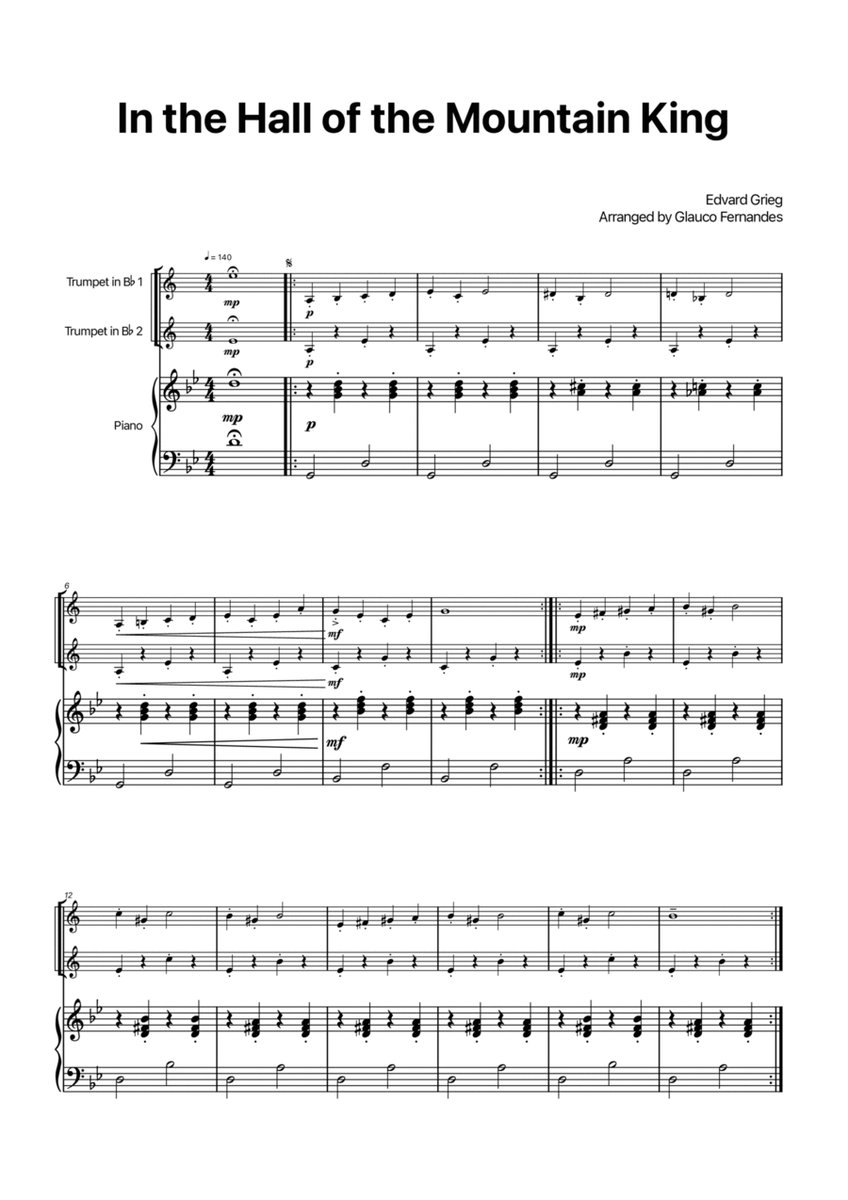 In the Hall of the Mountain King - Trumpet Duet with Piano image number null