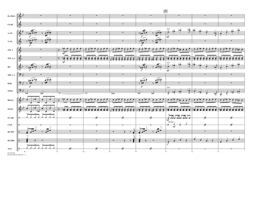 Danny Elfman Opener - Full Score Marching Band scores gallery preview page 5
