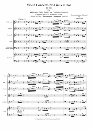 Vivaldi - Concerto No.1 in G minor RV 324 Op.6 for Violin, Strings and Continuo