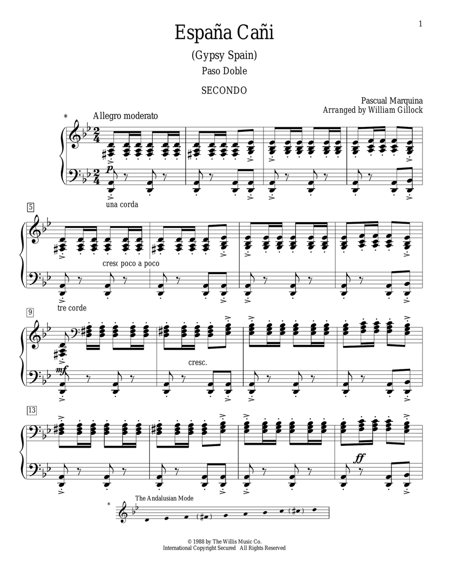 Espana Cani Piano Duet scores gallery preview page 1