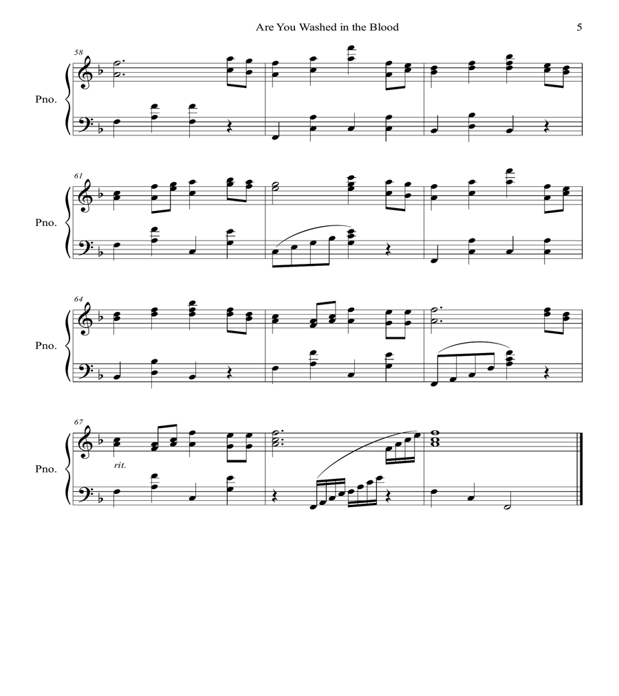 Are You Washed in the Blood? Piano Solo scores gallery preview page 6