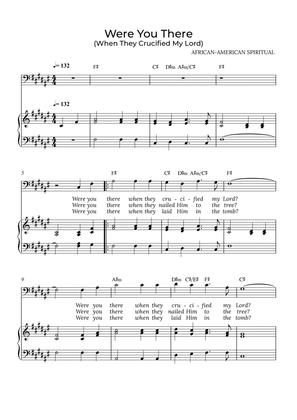 Were You There - for piano and baritone in F# major with chords