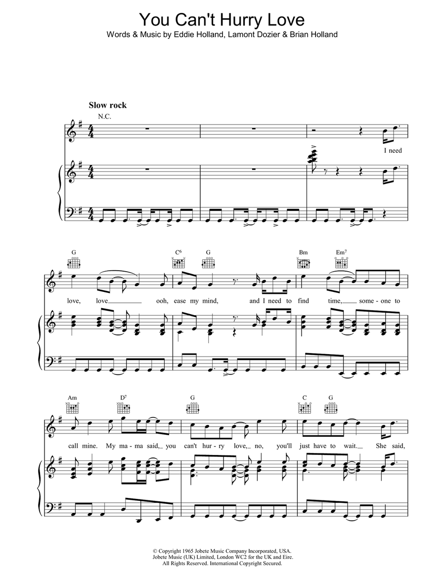 You Can't Hurry Love Piano, Vocal, Guitar scores gallery preview page 1