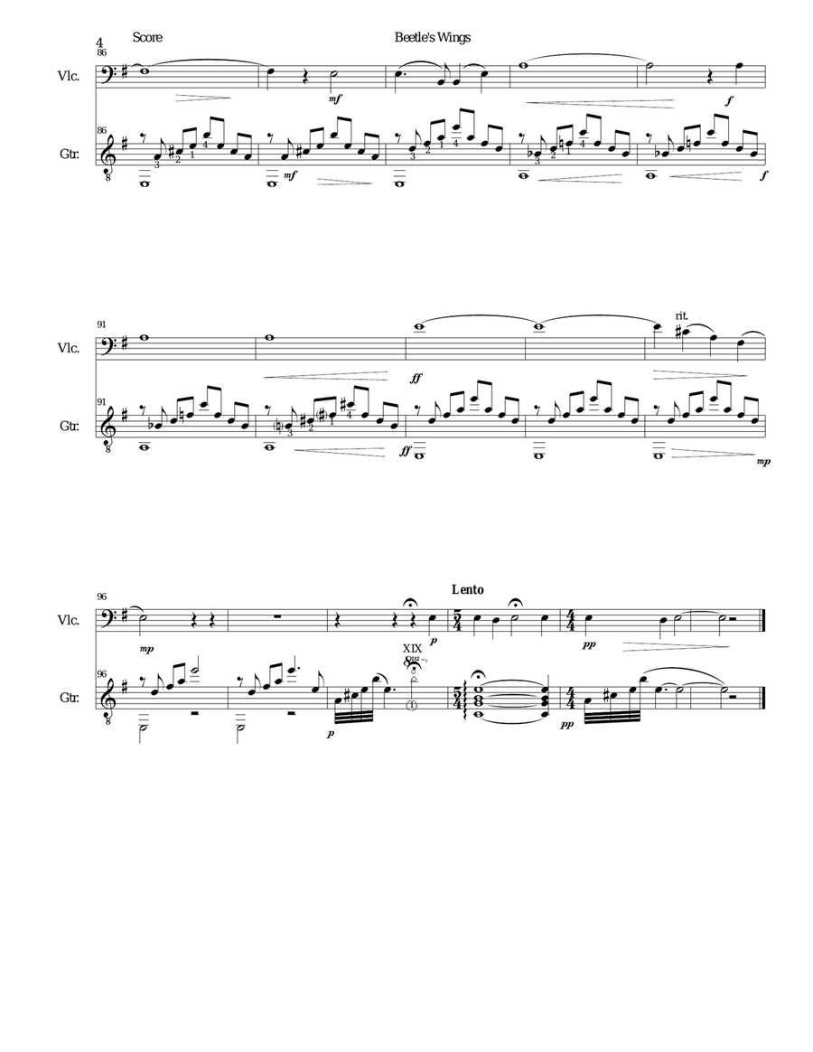 Beetle's Wings for cello and guitar String Duet scores gallery preview page 4