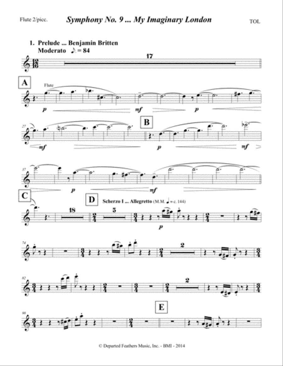 Symphony No. 9 ... My Imaginary London (2013-14) Flute/picc. part 2 Flute Solo scores gallery preview page 1