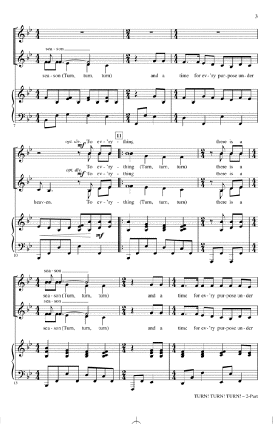 Turn! Turn! Turn! (To Everything There Is A Season) (arr. Cristi Cary Miller) 2-Part scores gallery preview page 2