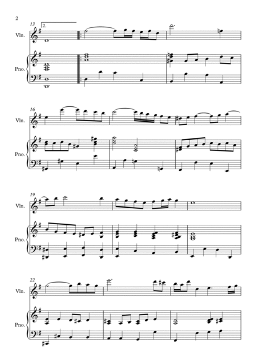 Aria on the G String Bach Violin (Flute) & Piano Small Ensemble scores gallery preview page 2