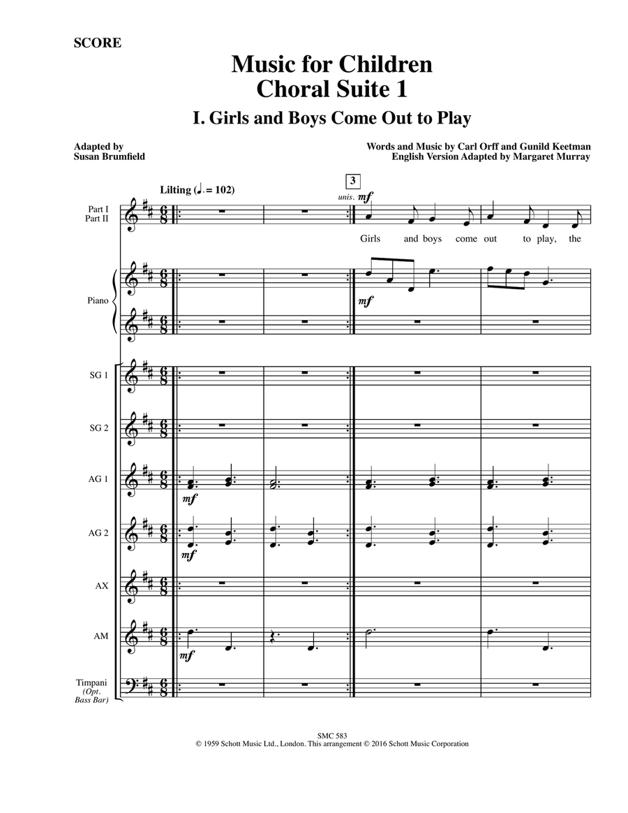 Music for Children (arr. Susan Brumfield) - Score Choir scores gallery preview page 1
