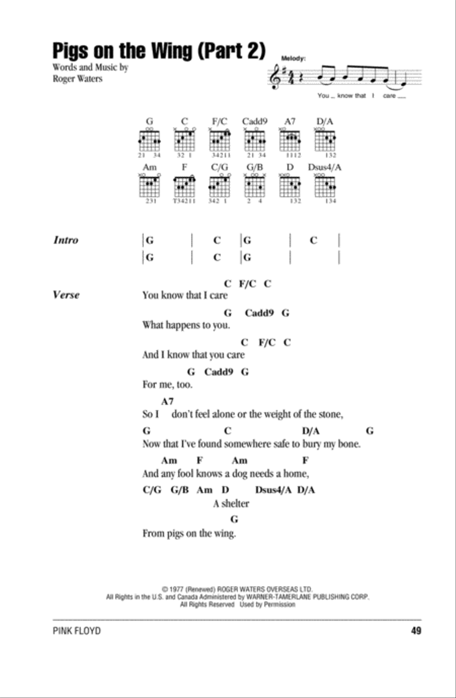 Pigs On The Wing (Part 2) Acoustic Guitar scores gallery preview page 1