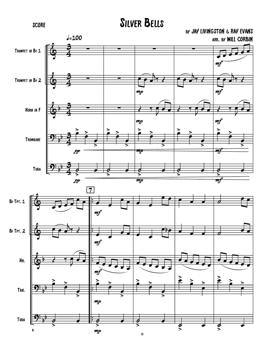 Silver Bells Brass Quintet scores gallery preview page 1