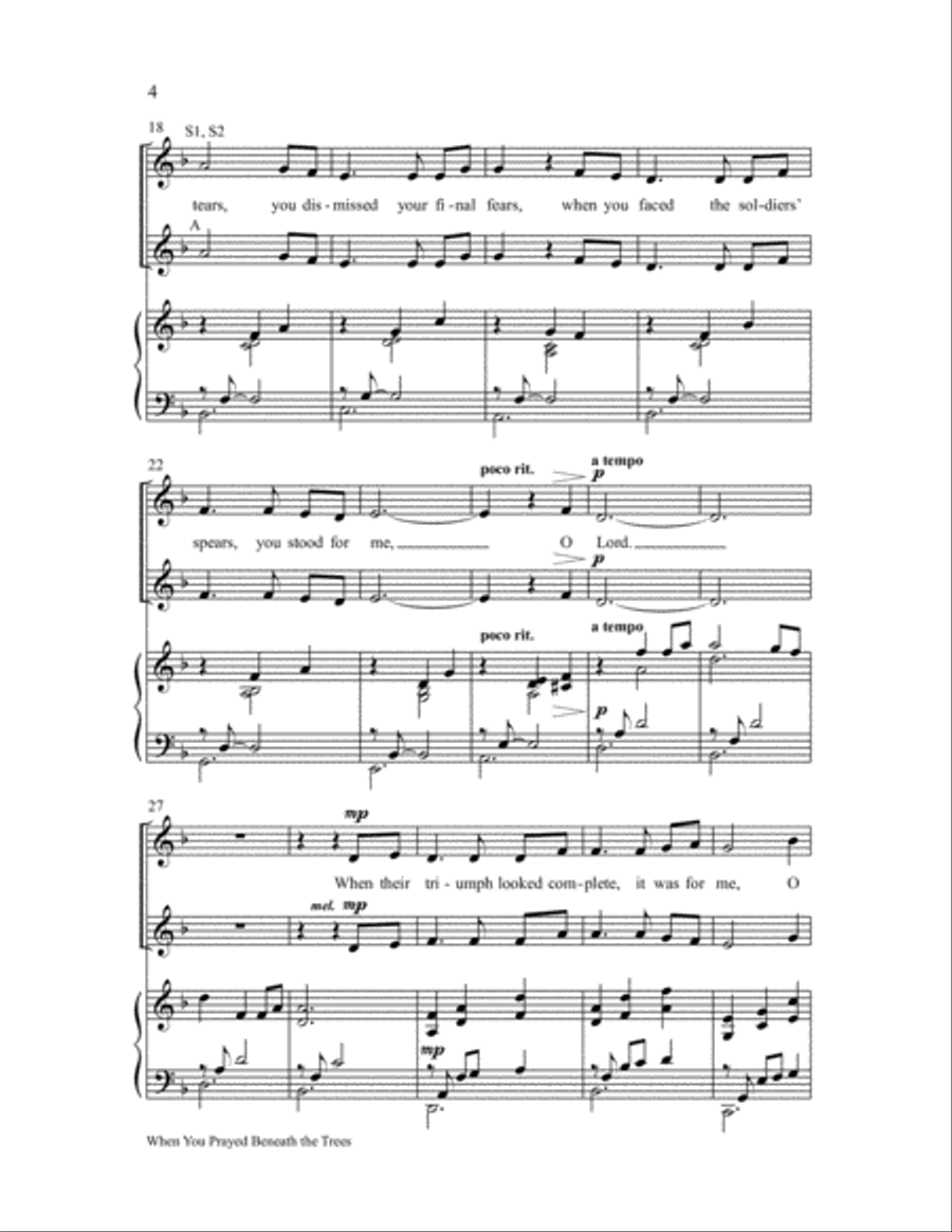 When You Prayed Beneath the Trees SSA scores gallery preview page 4