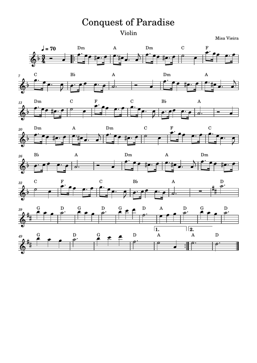 Conquest Of Paradise Violin Solo scores gallery preview page 1