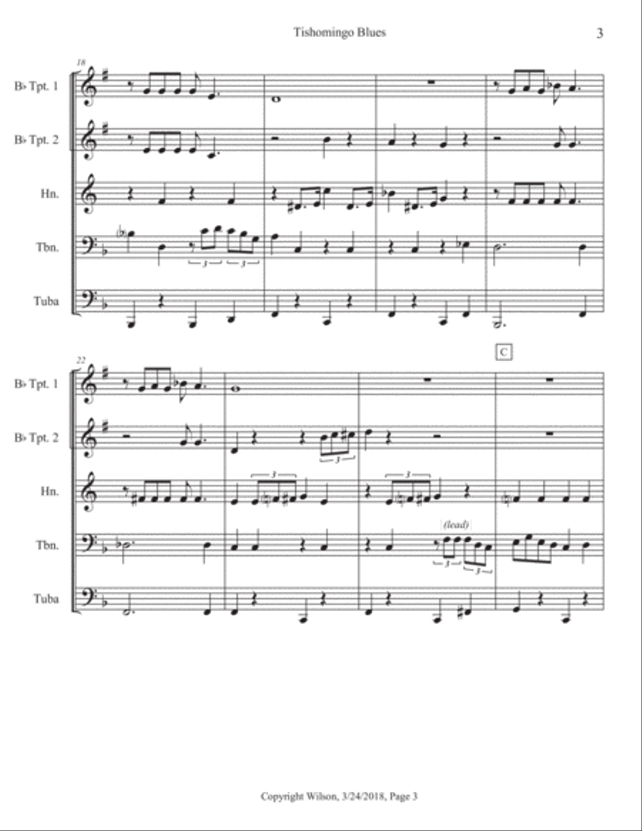 Tishomingo Blues Brass Quintet scores gallery preview page 4