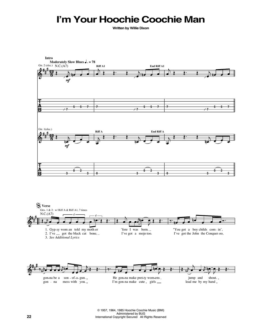 I'm Your Hoochie Coochie Man Electric Guitar scores gallery preview page 1