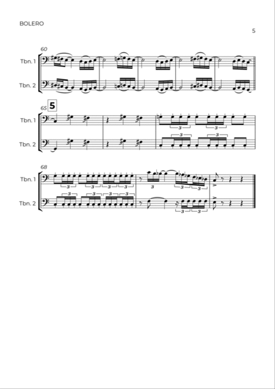 BOLERO - RAVEL - TROMBONE DUET Trombone Duet scores gallery preview page 5