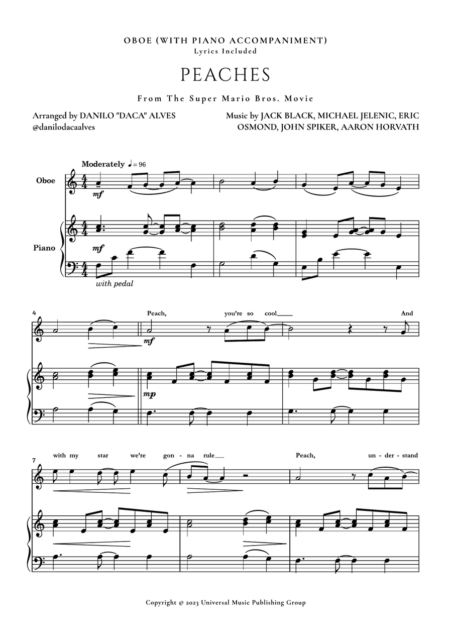 Peaches Piano scores gallery preview page 1