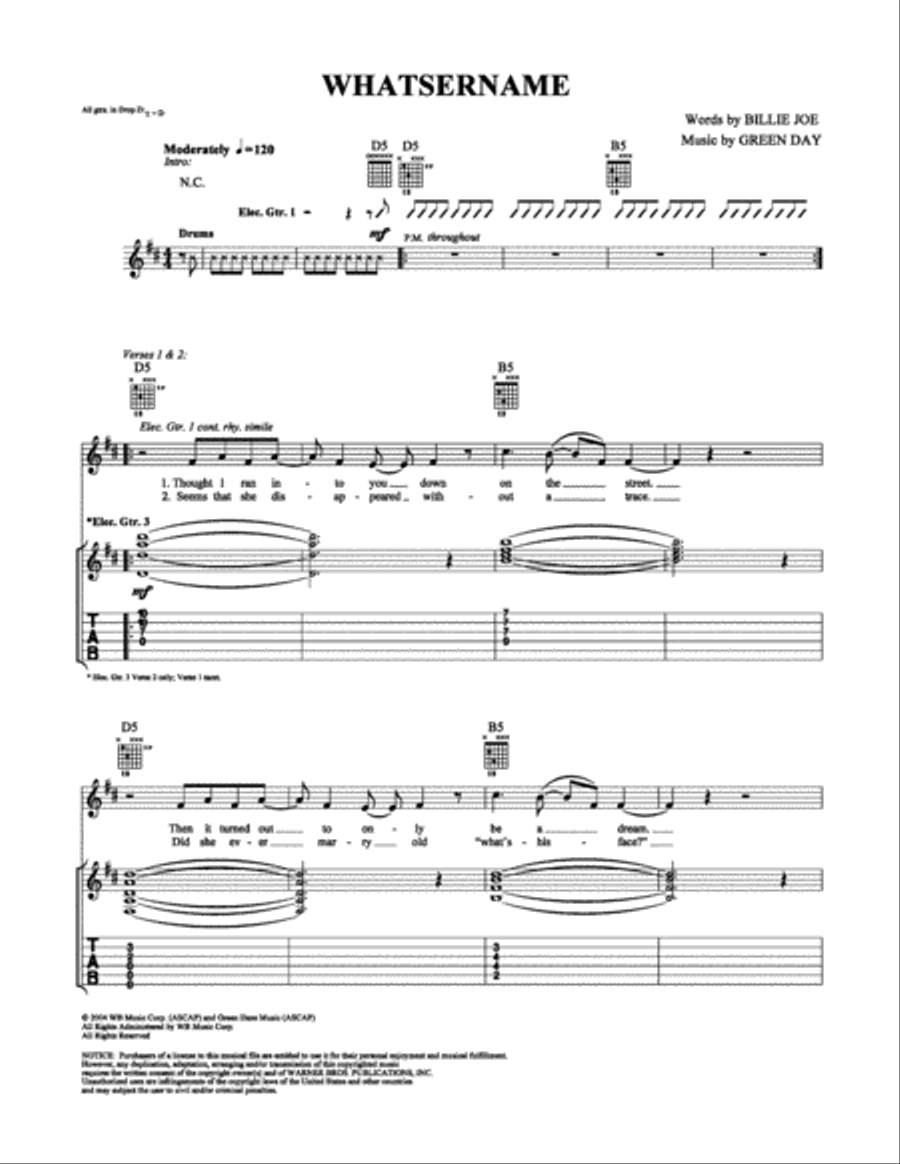 Whatsername Electric Guitar scores gallery preview page 1