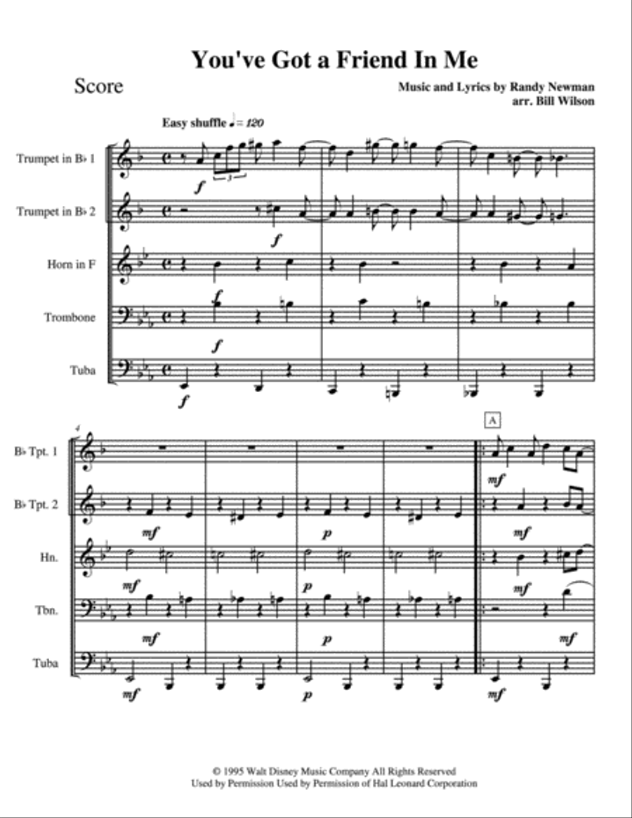 You've Got A Friend In Me Brass Quintet scores gallery preview page 2
