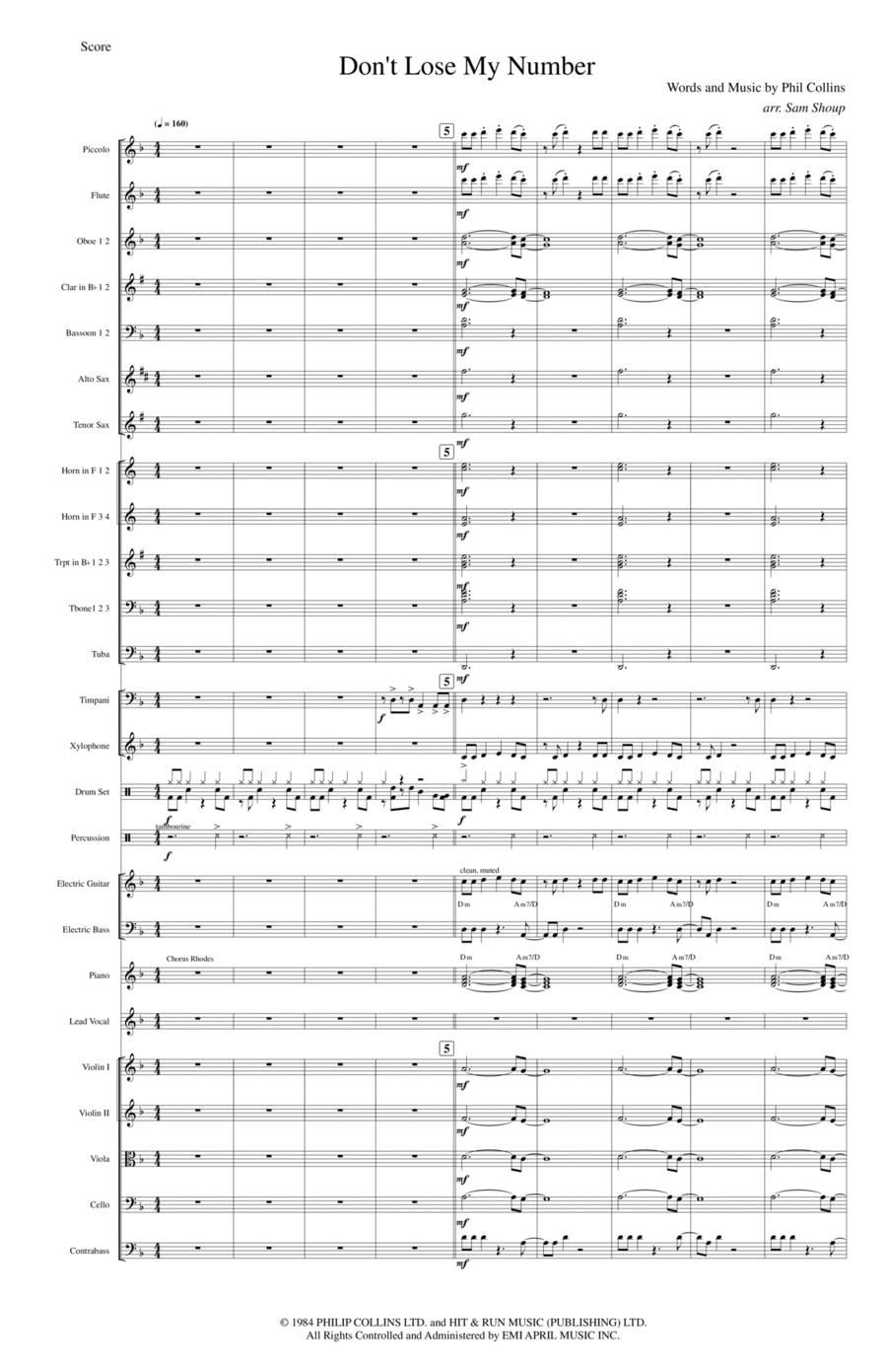 Don't Lose My Number Full Orchestra scores gallery preview page 1