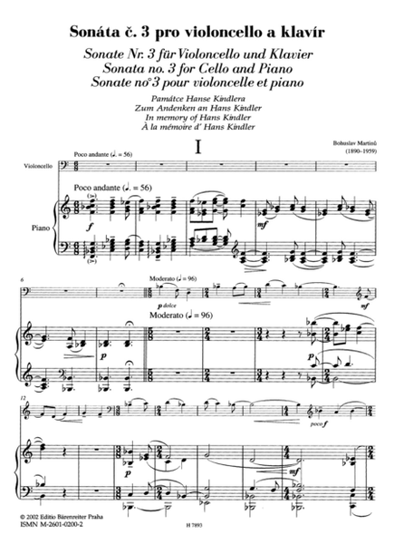 Sonata for Violoncello and Piano no. 3