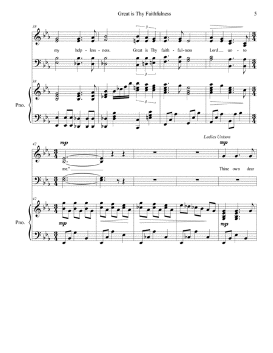 Great is Thy Faithfulness SATB 4-Part scores gallery preview page 5