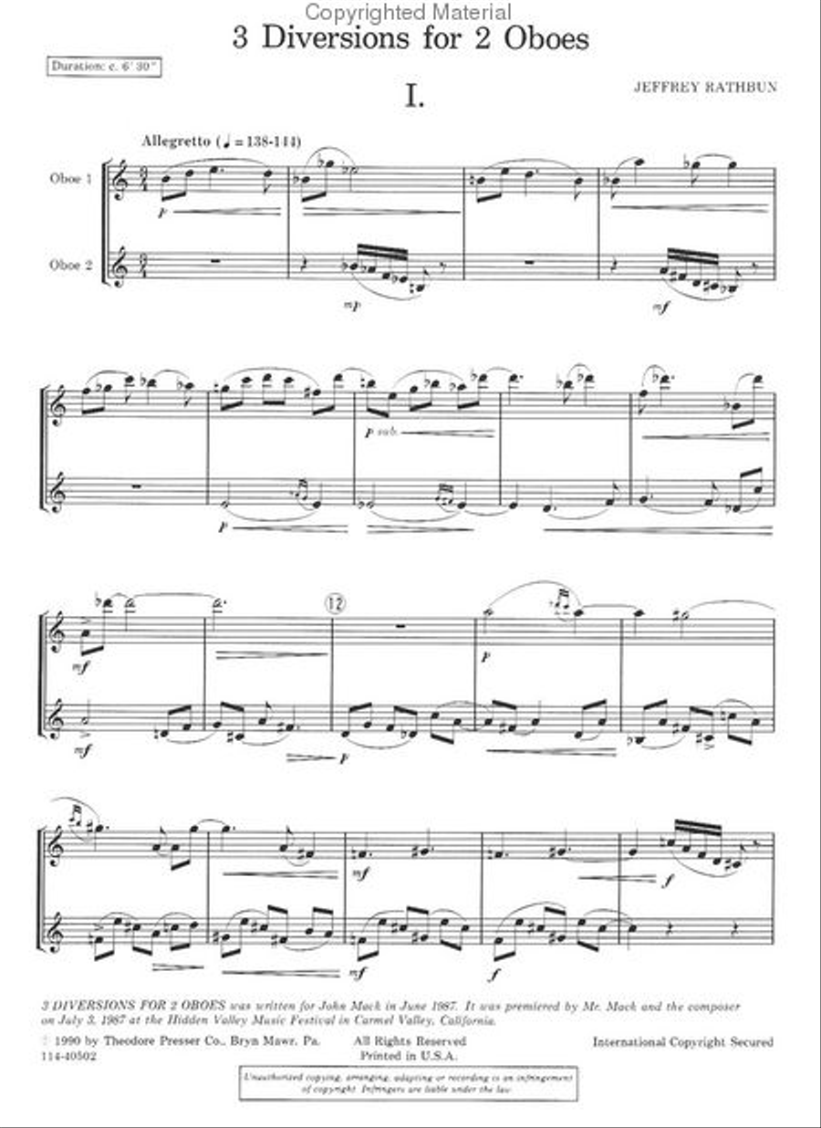 3 Diversions 3 Diversions Woodwind Duet scores gallery preview page 2