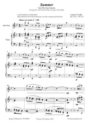 Vivaldi: Summer from the Four Seasons for Alto Flute & Piano