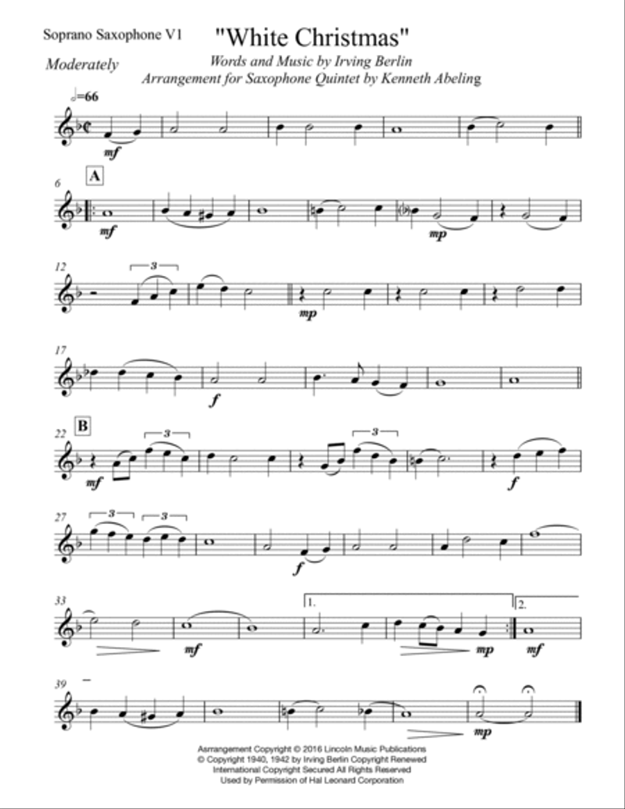 White Christmas White Christmas Saxophone Quintet scores gallery preview page 4