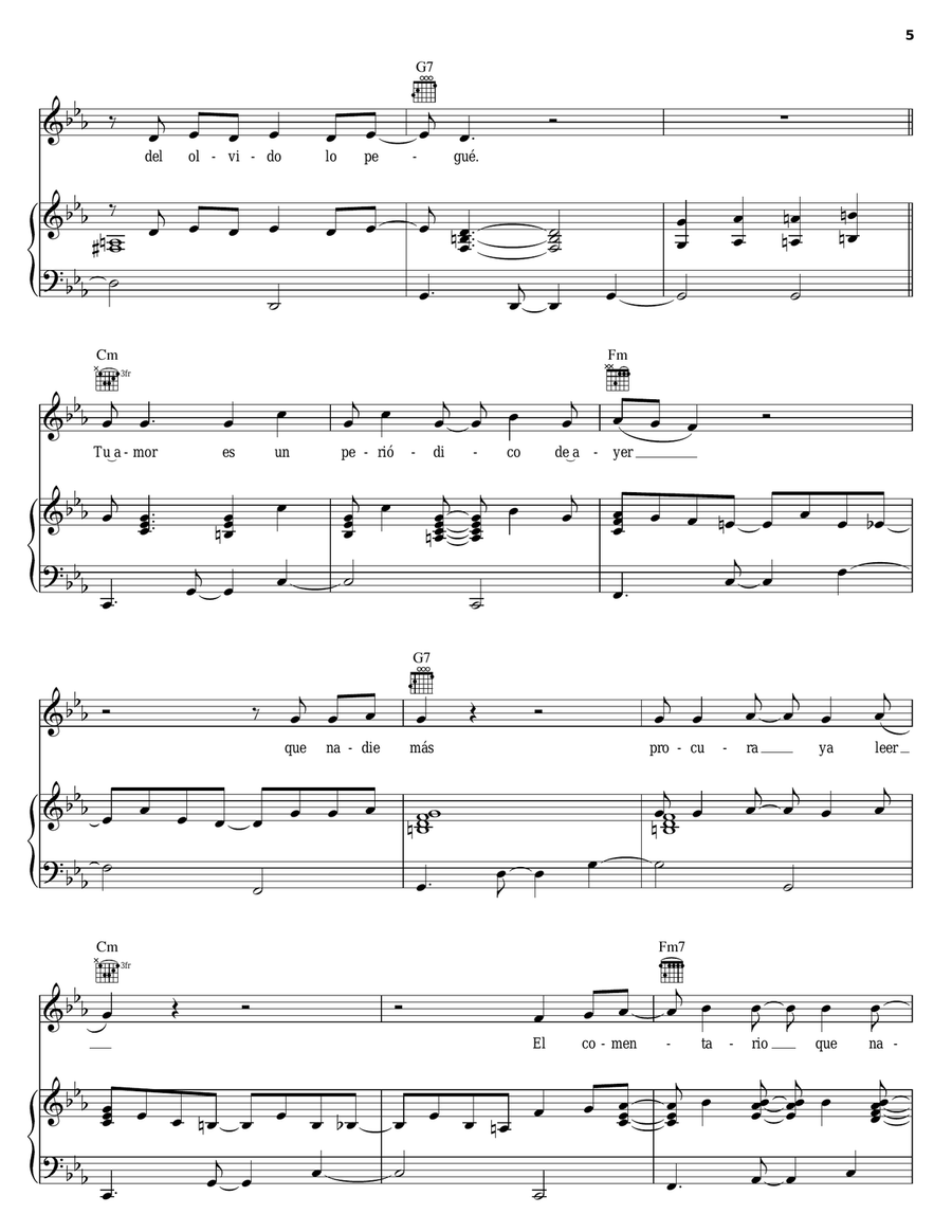 Periodico De Ayer Piano, Vocal, Guitar scores gallery preview page 5