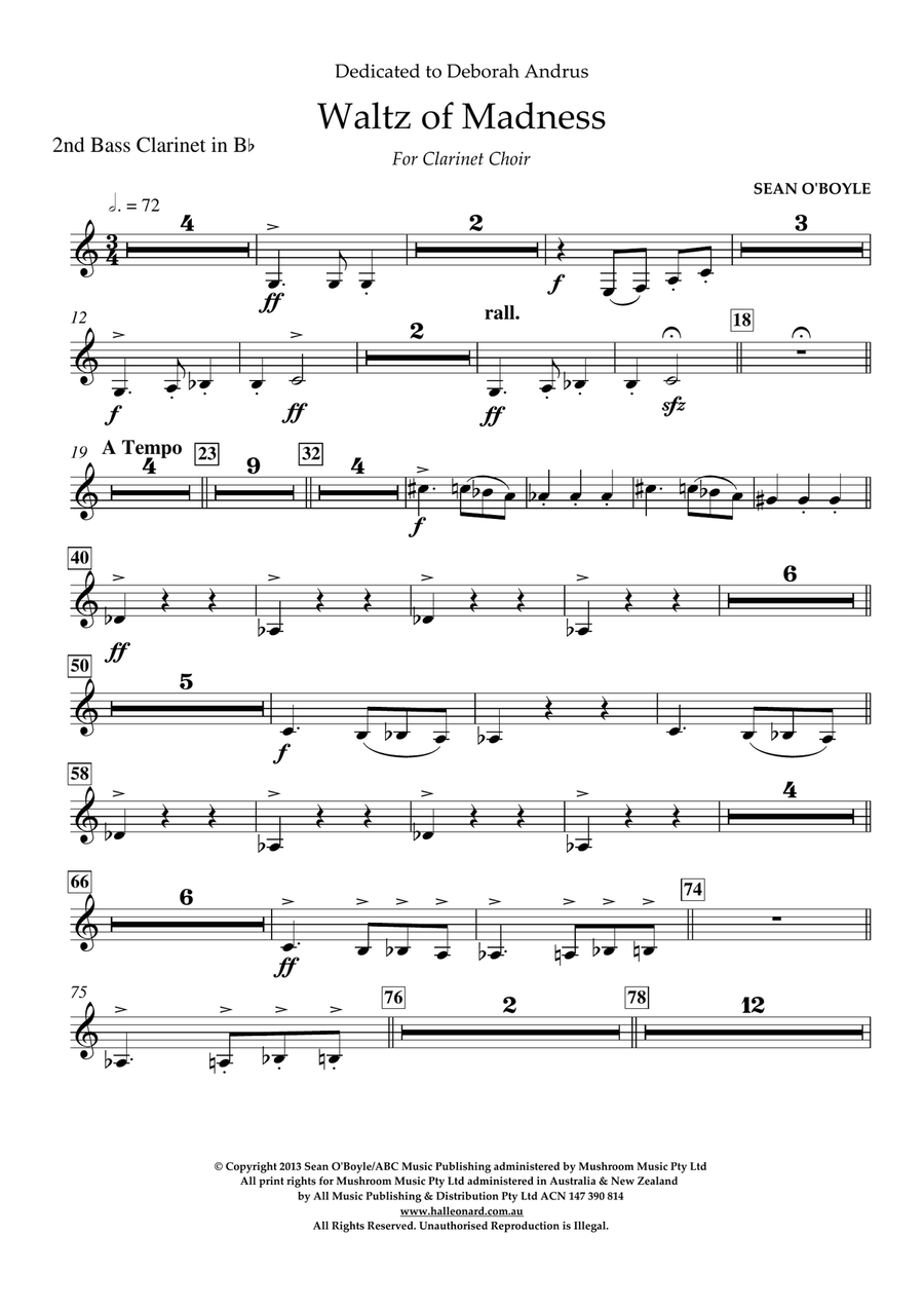 Waltz Of Madness - Bb Bass Clarinet 2 Woodwind Ensemble scores gallery preview page 1
