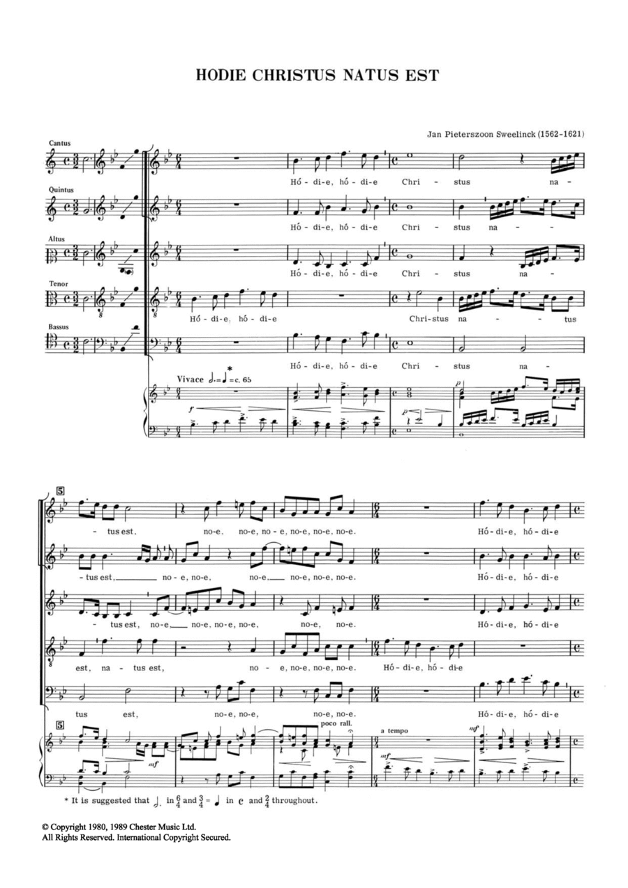 Hodie Christus Natus Est Hodie Christus Natus Est 4-Part scores gallery preview page 1