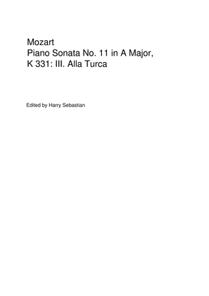 Book cover for Mozart - Piano Sonata No. 11 in A Major, K 331: III. Alla Turca( Piano Solo)