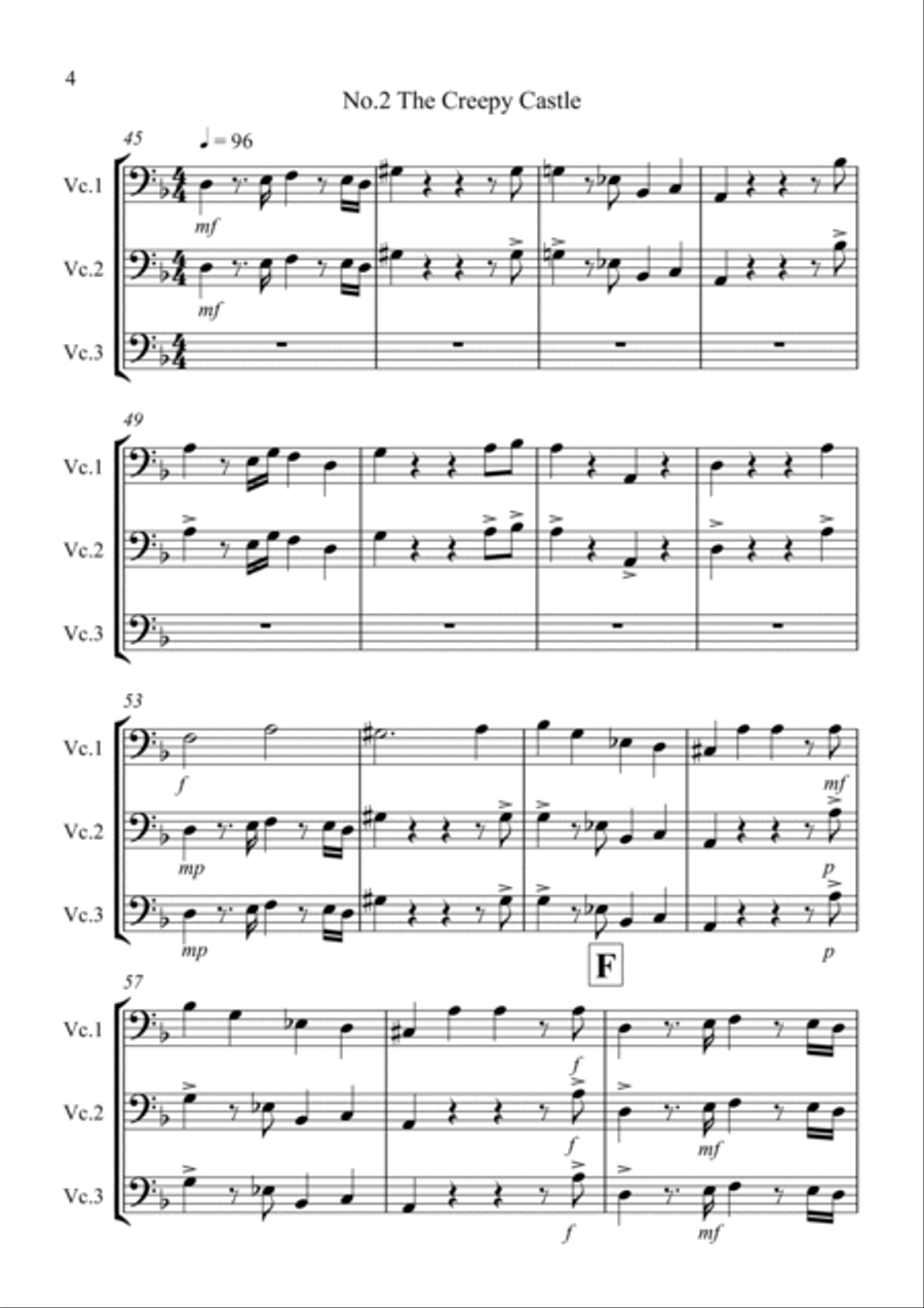 3 Halloween Pieces for Cello Trio 3 Halloween Pieces for Cello Trio Cello Solo scores gallery preview page 4