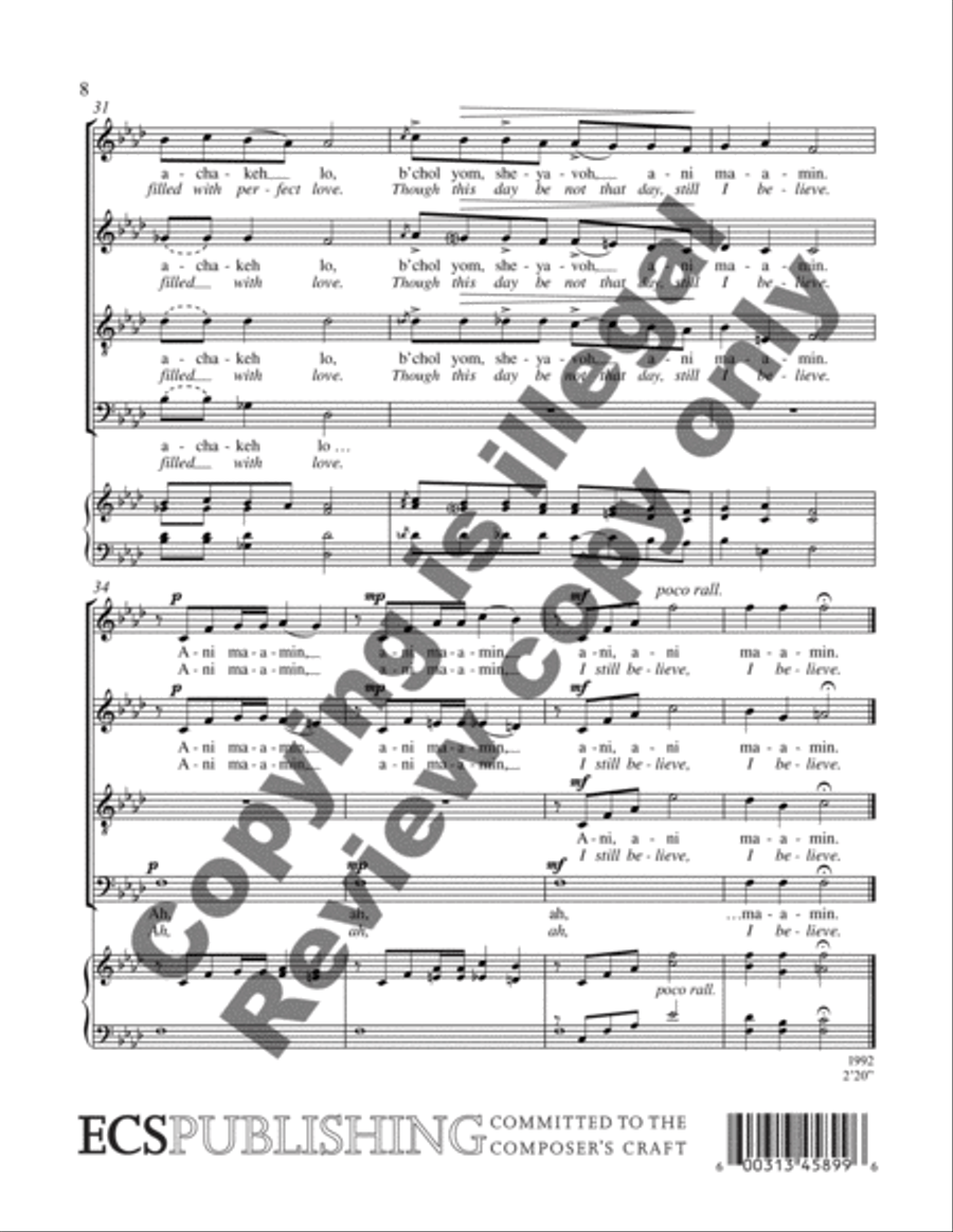 Ani ma'amin Ani ma'amin 4-Part scores gallery preview page 8