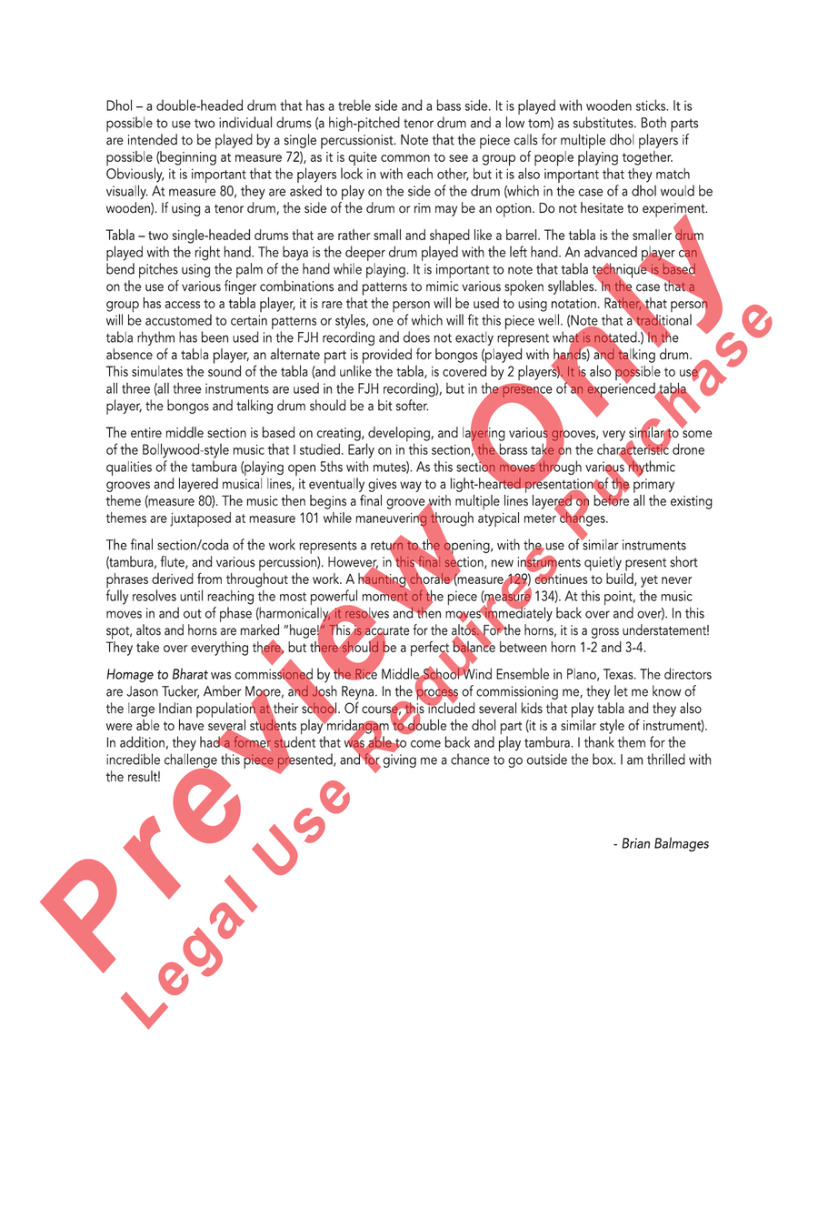 Homage to Bharat Concert Band scores gallery preview page 3