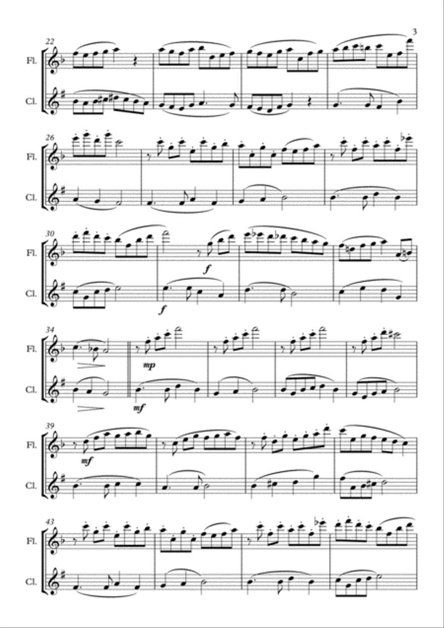 Come, Ye Thankful People Come, Duet for Flute and Clarinet Woodwind Duet scores gallery preview page 3
