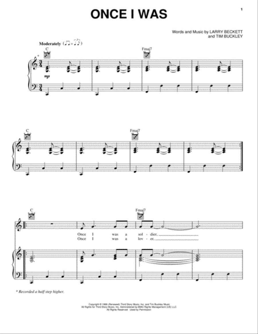 Once I Was Piano, Vocal, Guitar scores gallery preview page 1