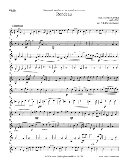 Rondeau: Bridal Fanfare - Violin, Flute, Alto Saxophone and Bass Clarinet image number null
