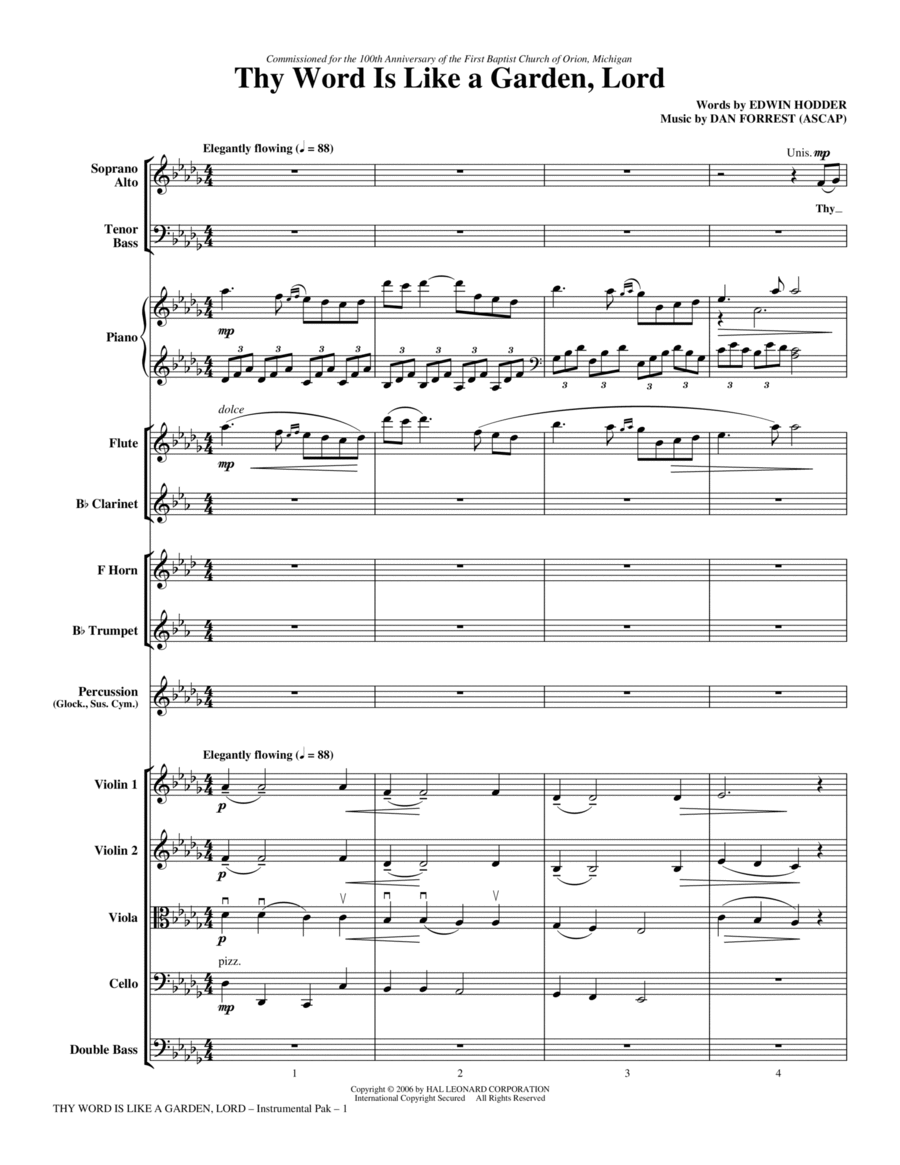 Thy Word Is Like A Garden, Lord - Full Score Choir scores gallery preview page 1