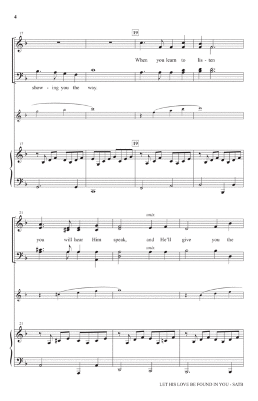Let His Love Be Found In You 4-Part scores gallery preview page 3