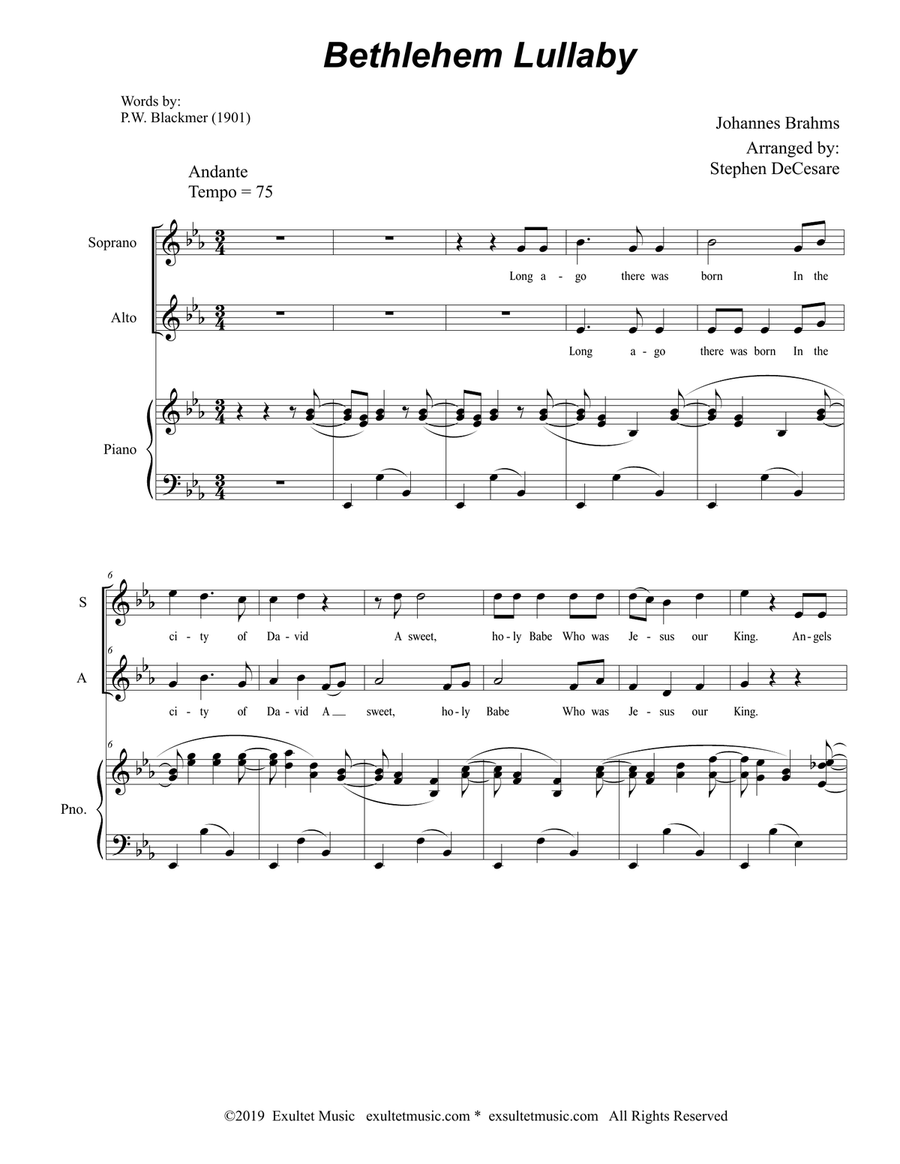 Bethlehem Lullaby (Duet for Soprano and Alto Solo) Alto Voice scores gallery preview page 2