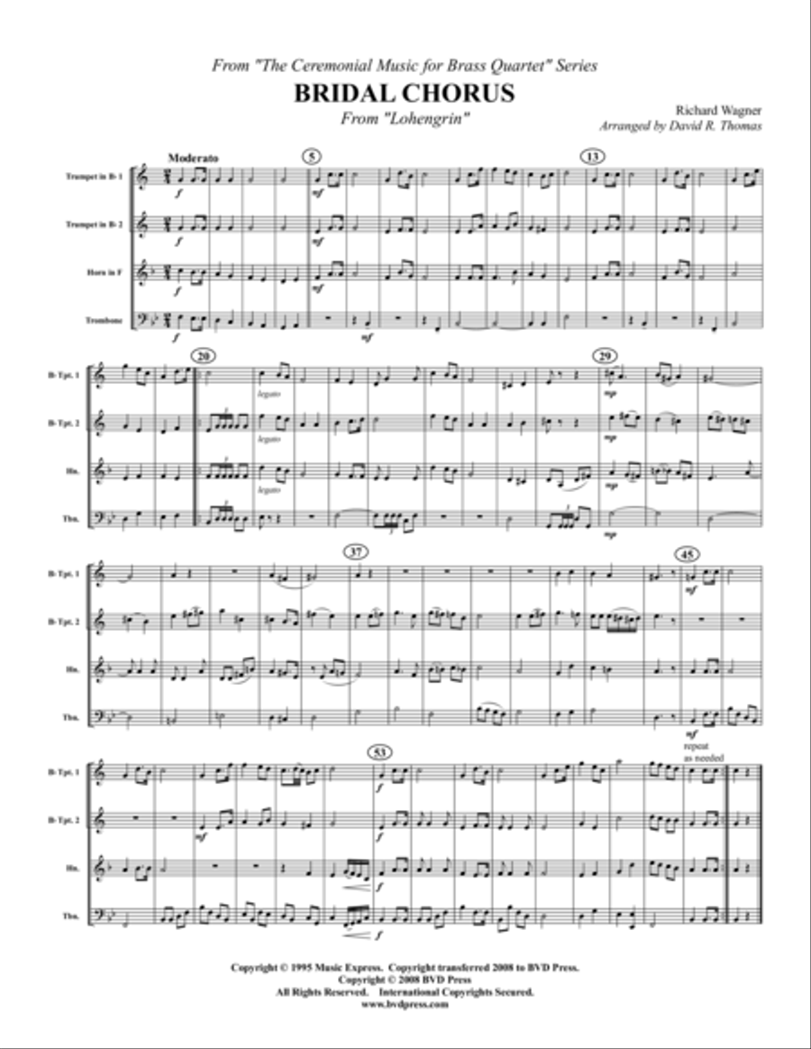 Bridal Chorus Brass Quartet scores gallery preview page 1