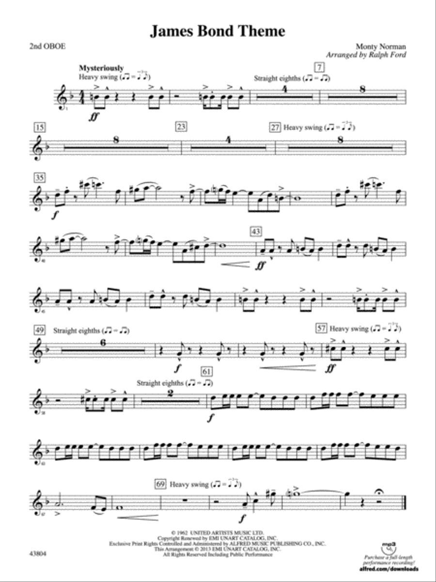 James Bond Theme: 2nd Oboe Full Orchestra scores gallery preview page 1