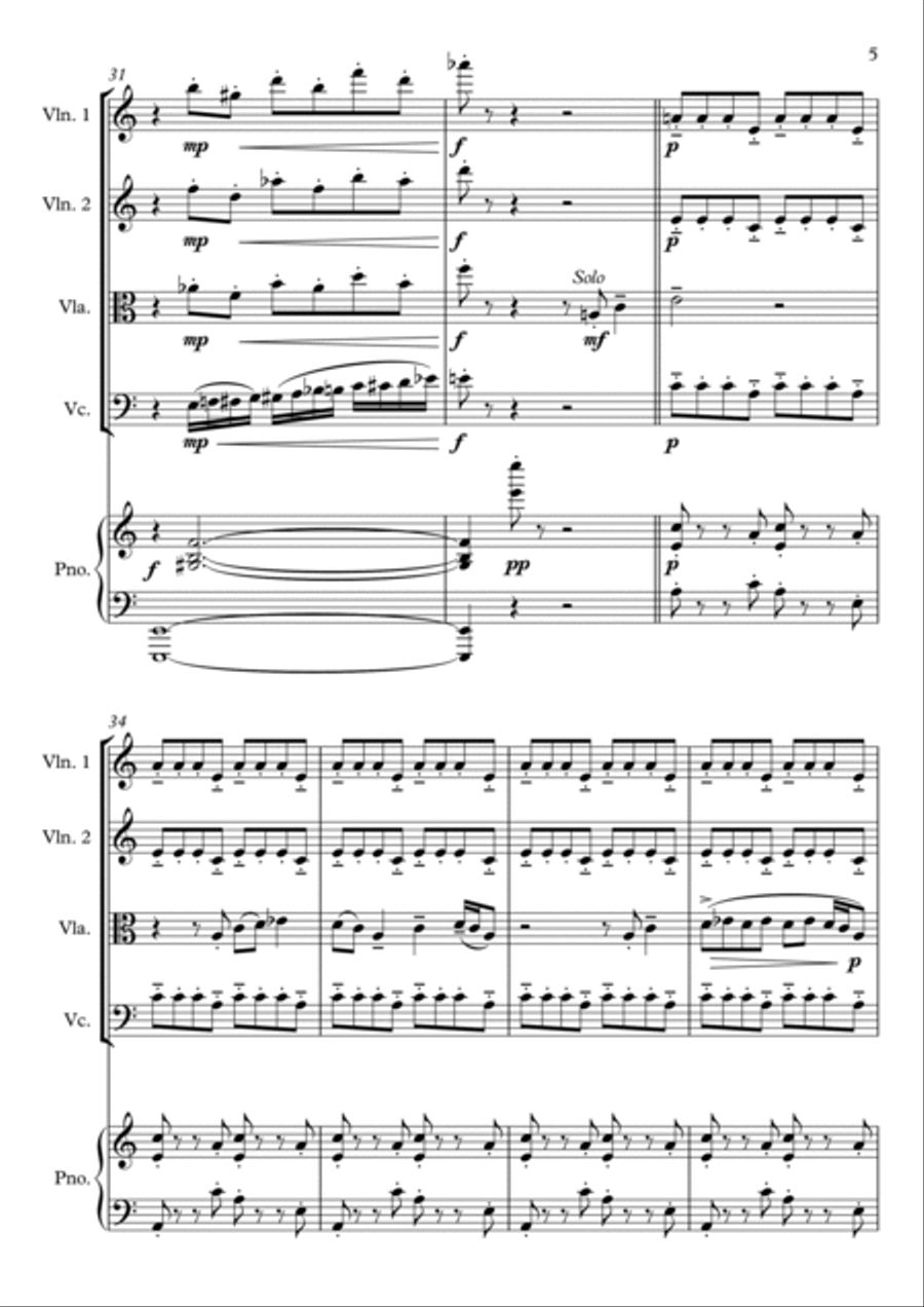 I Want You (she's So Heavy) Piano Quintet scores gallery preview page 5