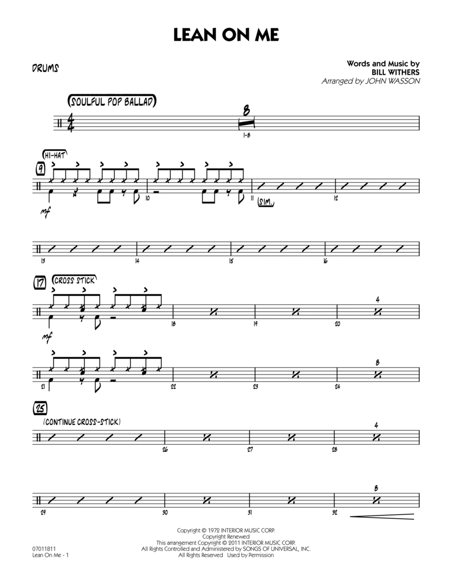 Lean On Me - Drums Jazz Ensemble scores gallery preview page 1