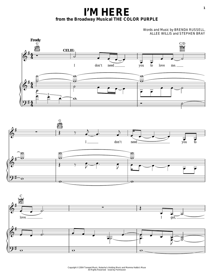 I'm Here Guitar scores gallery preview page 1